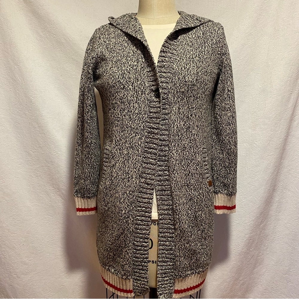 Roots XS Cabin Cardigan. Salt and Pepper Cotton blend